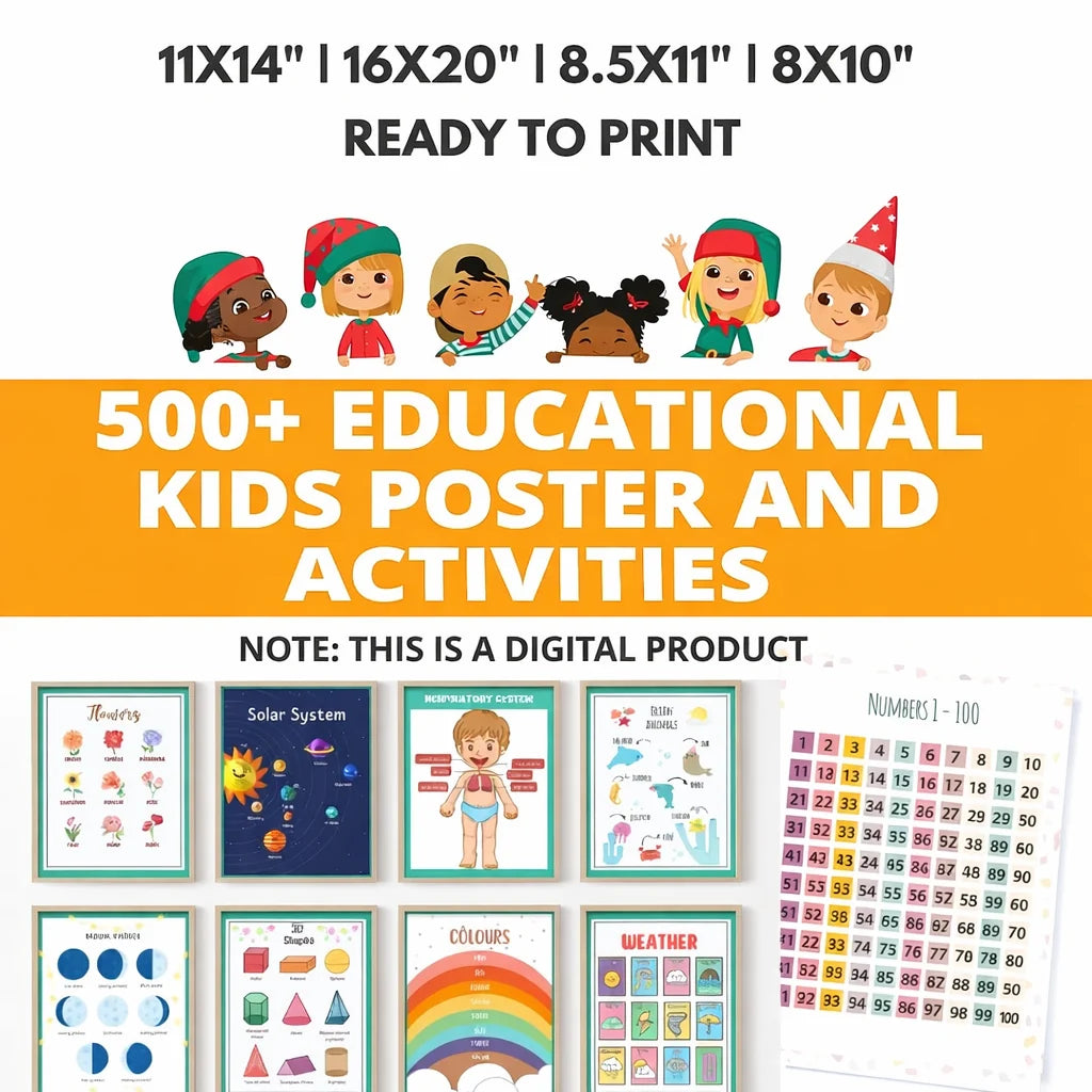 500+ Educational Posters & Activity Sheets – Printable Learning Bundle for Kids
