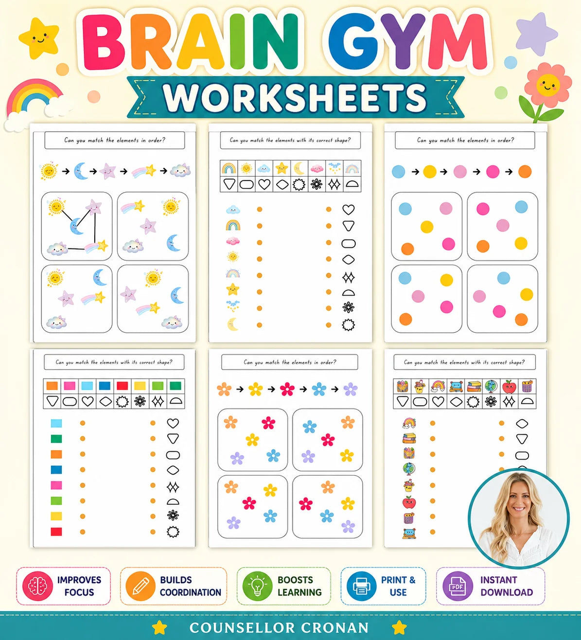 Brain & Finger Exercise Worksheets – Cognitive Development & Fine Motor Skills | Therapy Activities