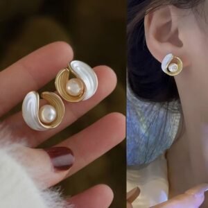 Natural Pearl Earrings Luxury Simple Unique Versatile Hanging Drip Wrap Stud Earrings Party Wed Unusual Jewelry