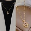 Korean Crown Shaped Luxury Style Gold zirconia Pendant Necklace