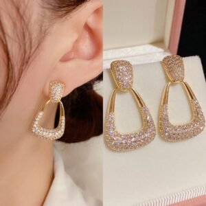Korean Beautiful Zirconia Stone Drop Gold Earring