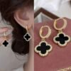 Korean Luxurious Design Zirconia Drop Black & Gold Earring