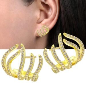 Korean Luxurious Zirconia Unique Drop Gold Earring
