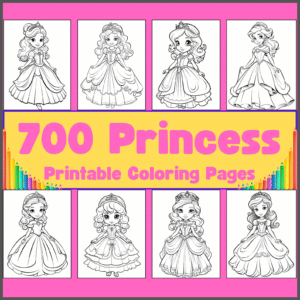 Princess Coloring Pages for Kids, 80 Printable Sheets, Princess Coloring Book, Girls’ Coloring Pages, Instant Download, 8.5x11
