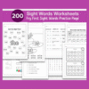 200 Sight Words – Fry First 200 Sight Words, Learn to Read, Toddler Spelling, 55 Printable Worksheets, Kindergarten Phonics Book,