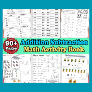 Addition & Subtraction Worksheets – 90+ Busy Book Printable Math Sheets, Grade Math Bundle, Homeschool Activity Pages, Instant Download PDF
